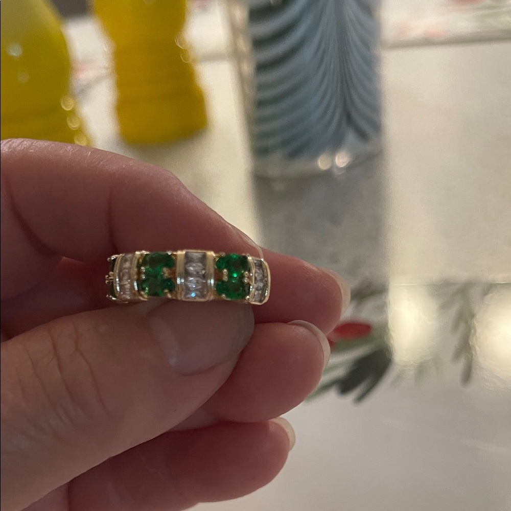 Costume simulated half eternity band stacked ring